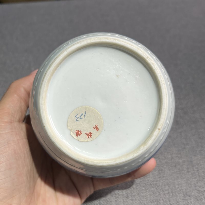 清雍正青花高仕人物花插 - 图9
