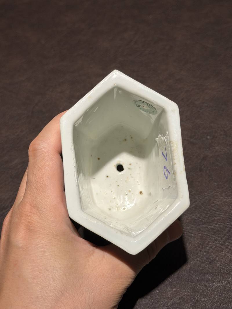 清康熙 青花松鼠葡萄纹六方小盆 - 图8