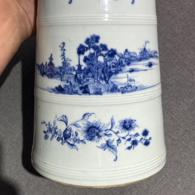 清早期青花山水纹冰桶 - 图9