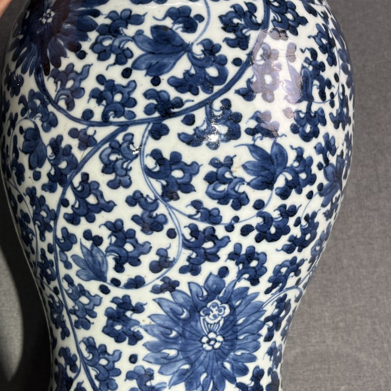 清康熙青花花卉将军罐 - 图6