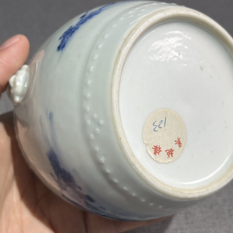 清雍正青花高仕人物花插 - 图10