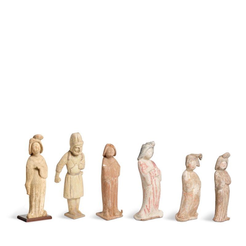 唐 立陶俑一組六件 | A GROUP OF SIX PAINTED POTTERY FIGURES - 图3