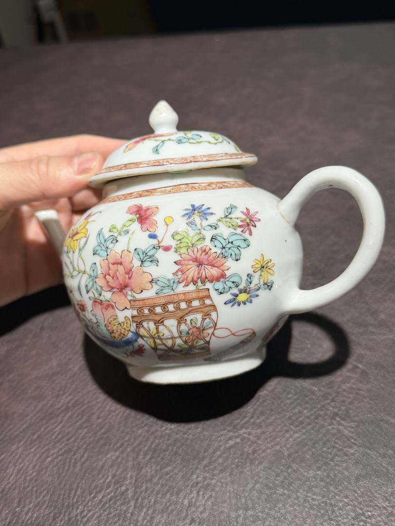清雍正 广珐琅三果花卉纹茶壶 - 图5