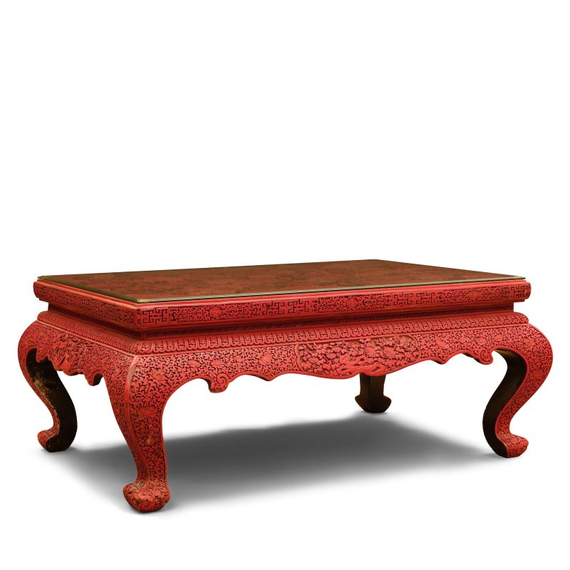 晚清 剔紅仙人祝壽圖炕桌 | A CARVED CINNABAR LACQUER 'BIRTHDAY' KANG TABLE - 图2