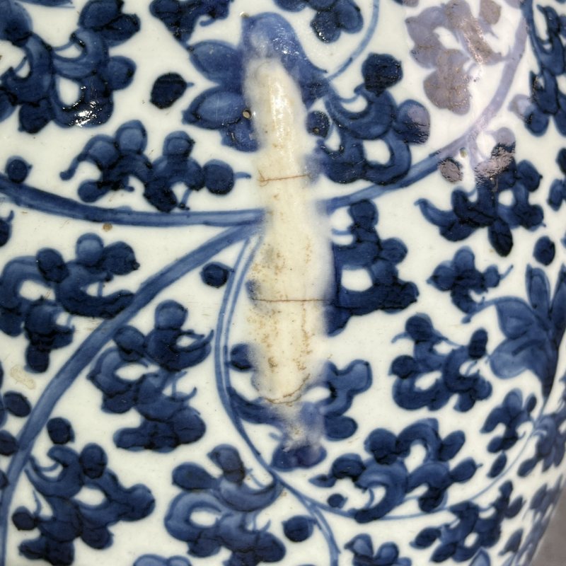 清康熙青花花卉将军罐 - 图9