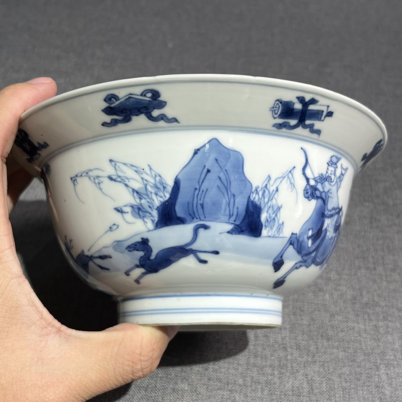 清康熙青花人物故事碗 - 图5