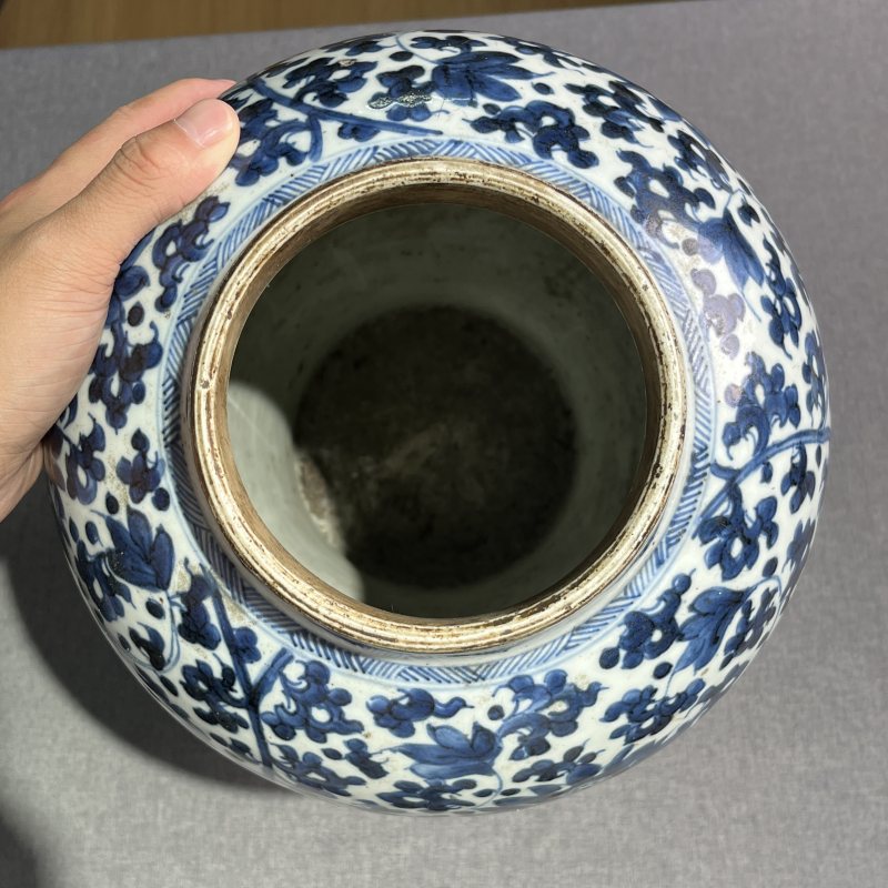 清康熙青花花卉将军罐 - 图10