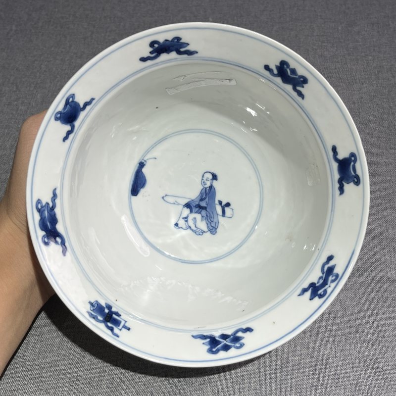 清康熙青花人物故事碗 - 图7