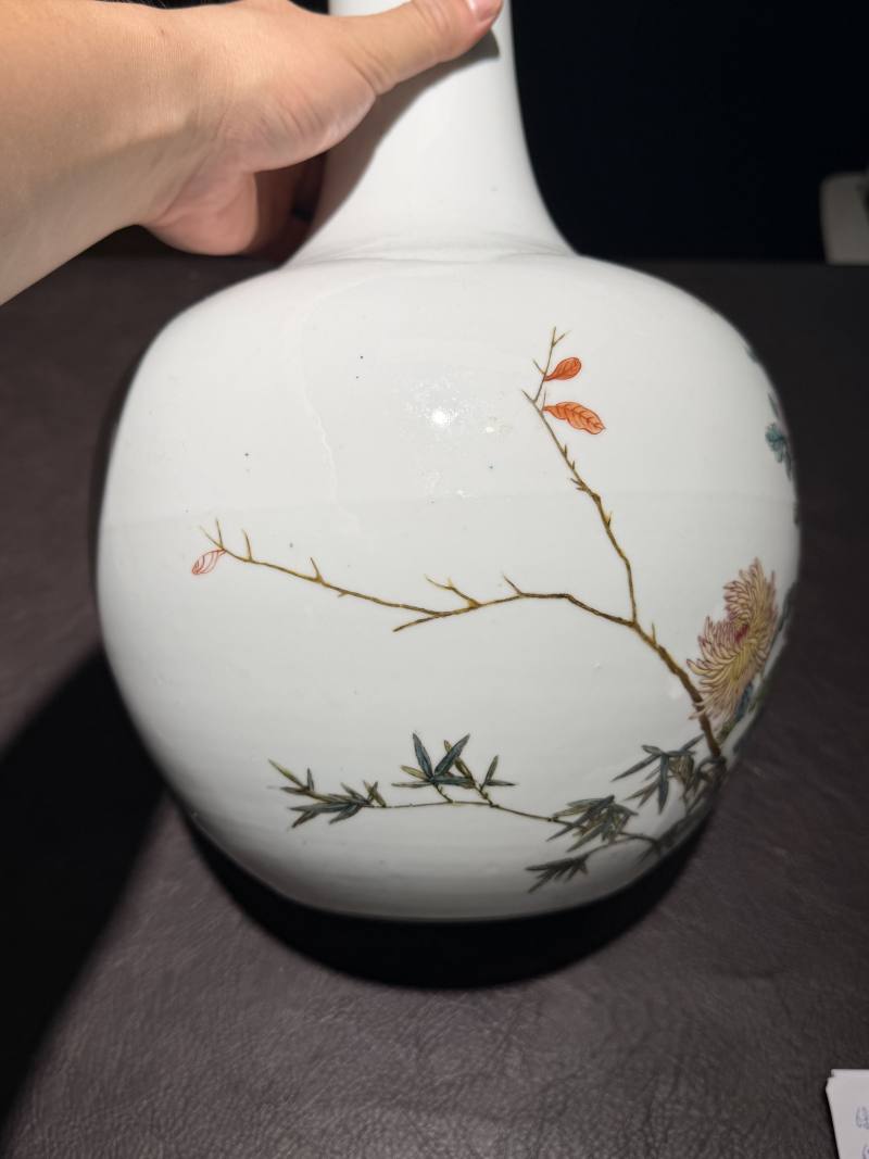 清光绪 粉彩秋菊图天球瓶 - 图9