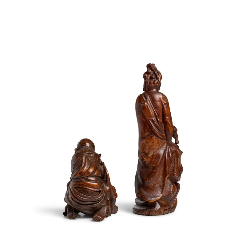 清 竹根雕佛教神祇兩件 觀音 羅漢 | TWO BAMBOO ROOT CARVINGS OF BUDDHIST DEITIES, GUANYIN AND LUOHAN - 图10