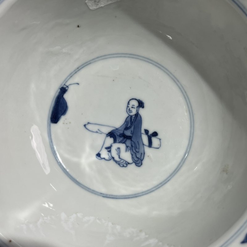 清康熙青花人物故事碗 - 图8