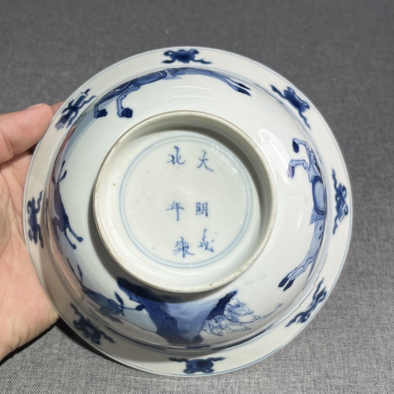 清康熙青花人物故事碗 - 图9