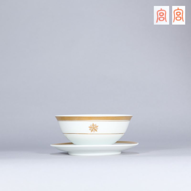 民国 金彩“兰花御纹章”碗碟（一组2件） - 图1