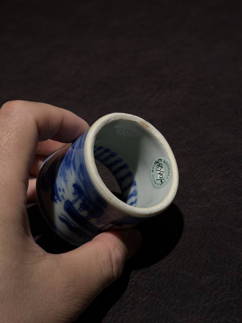 清晚期 青花“赤壁赋”人物诗文盖置 - 图13