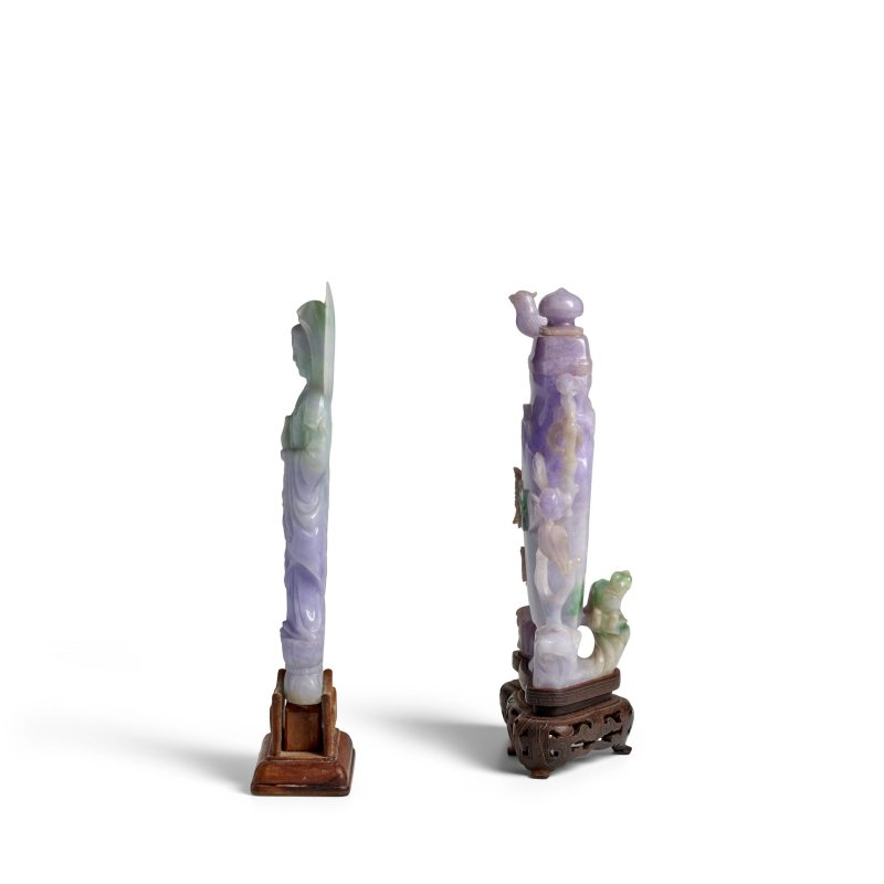 晚清 翠玉鏤雕活環蓋瓶 | A LAVENDAR JADEITE VASE AND COVER - 图3
