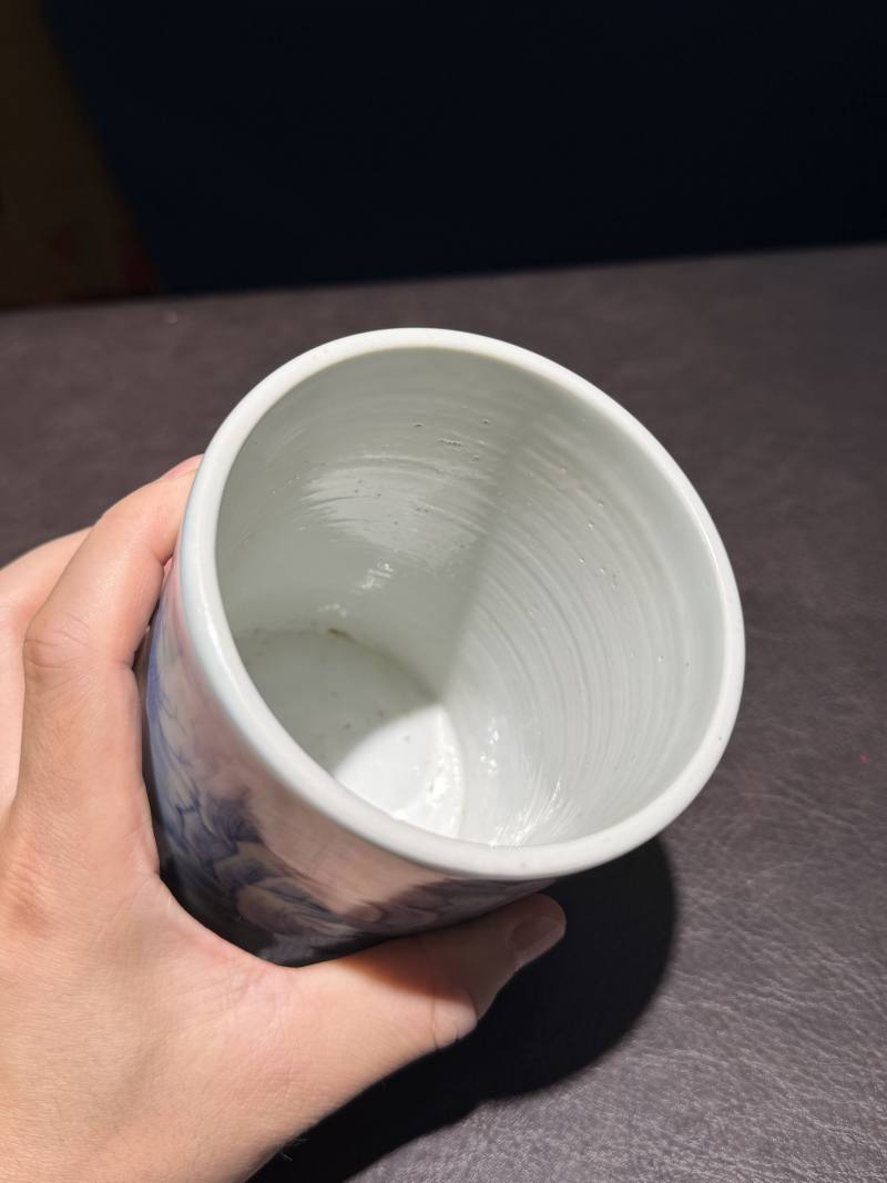 清康熙 青花寒山拾得图笔筒 - 图10