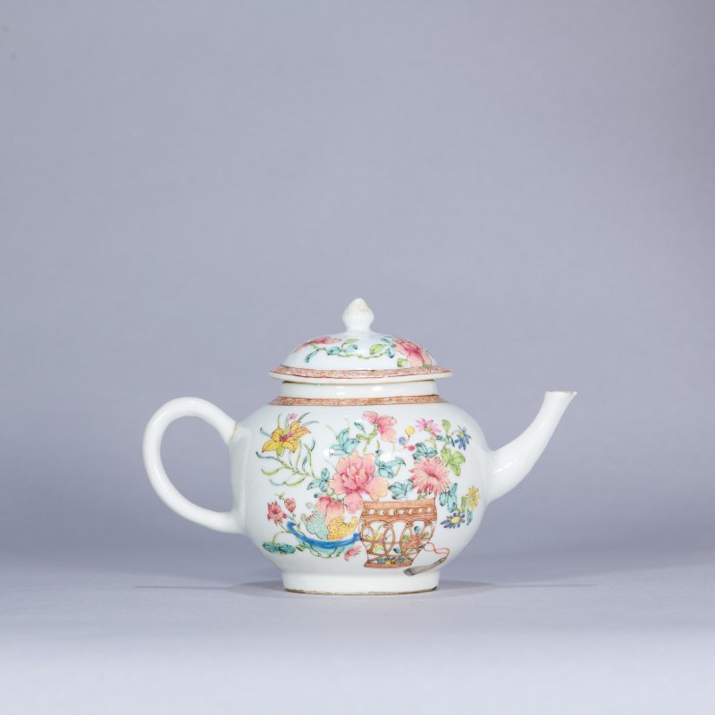 清雍正 广珐琅三果花卉纹茶壶 - 图1