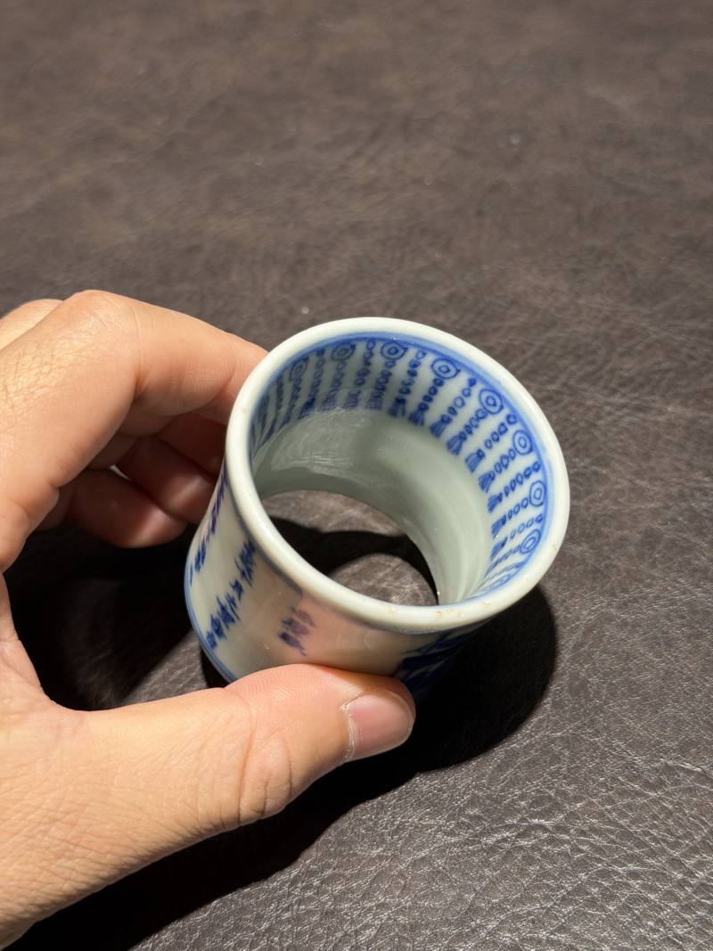 清晚期 青花“赤壁赋”人物诗文盖置 - 图9