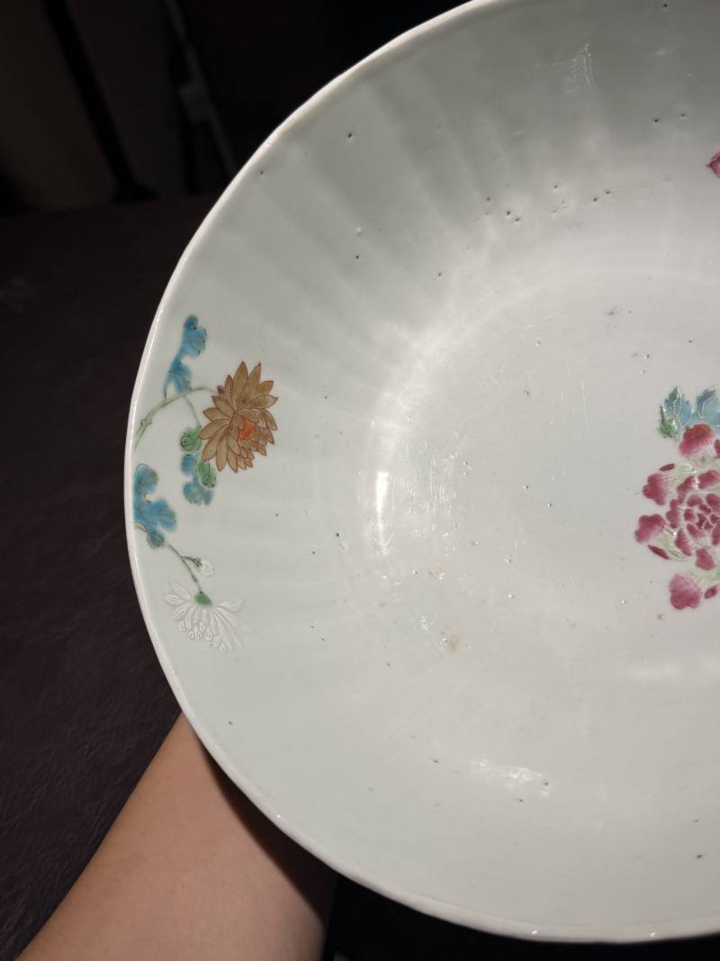 清乾隆 粉彩庭院花卉大碗 - 图8