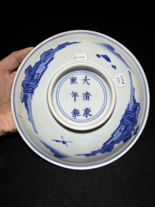 清康熙 青花“张生赶考”盘 - 图11