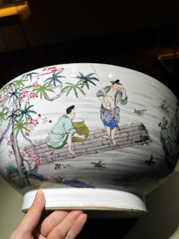 清雍正 粉彩渔家清趣图大碗 - 图24