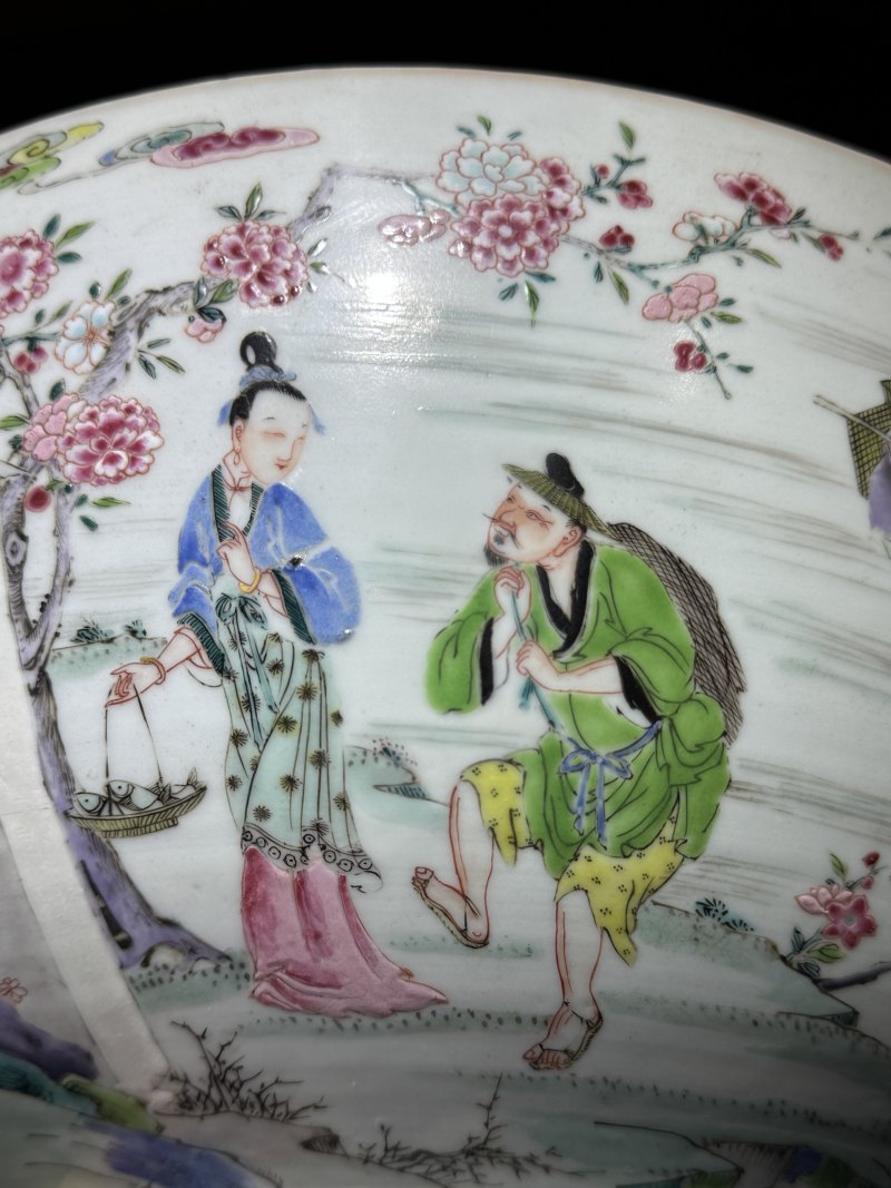 清雍正 粉彩渔家清趣图大碗 - 图28