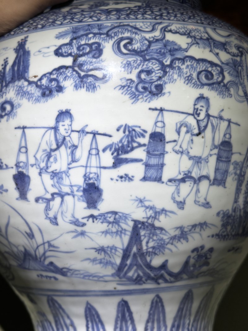 明景泰 青花携琴访友图大罐 - 图15