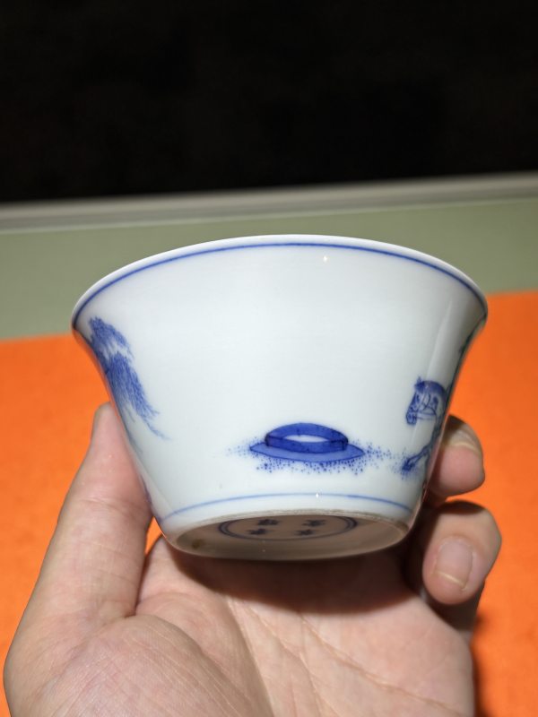 清康熙 青花饮中八仙贺知章醉归图蠡量杯 - 图8