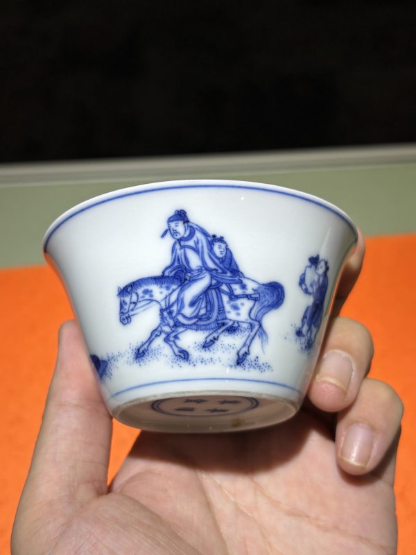清康熙 青花饮中八仙贺知章醉归图蠡量杯 - 图9
