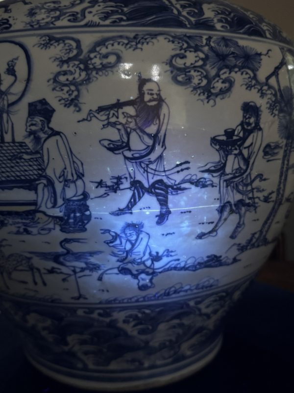 明正统 青花“西王母祝寿”、“三清对弈”、“八仙过海”图大罐 - 图24