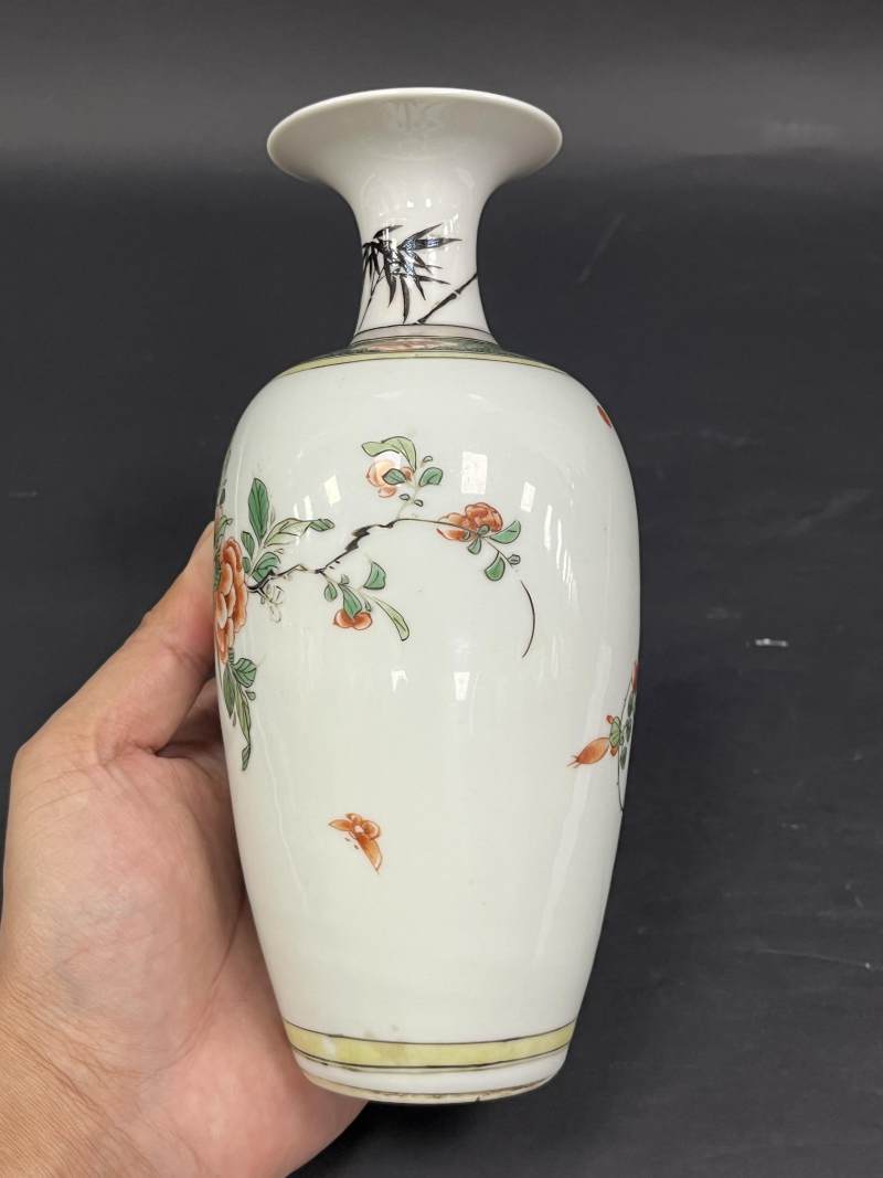 清康熙 五彩花鸟纹莱菔瓶 - 图5