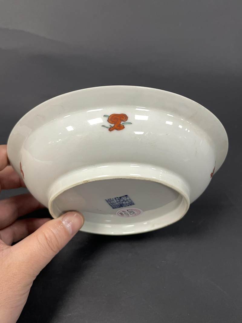 清雍正 粉彩麻姑献寿图折沿盘 - 图7
