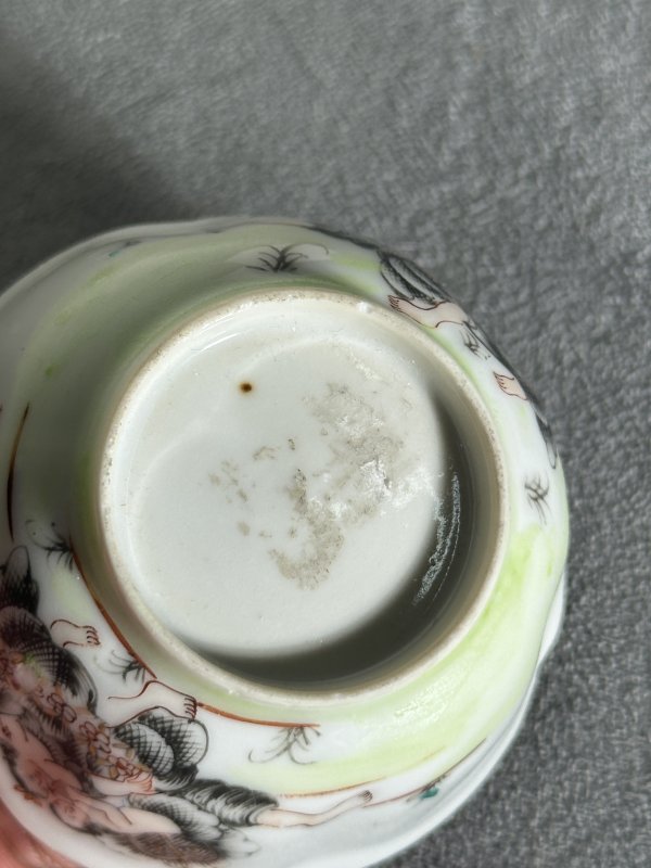 清乾隆 墨彩夕阳人物茶杯 - 图8