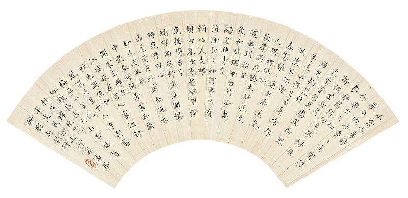 費丹旭　貴妃上馬　設色紙本　扇面鏡心　一八二七年作 | FEI DANXU (1802-1850) - 图5