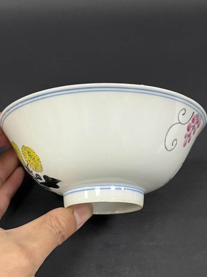 清光绪 粉彩葡萄花卉纹碗两对 - 图5