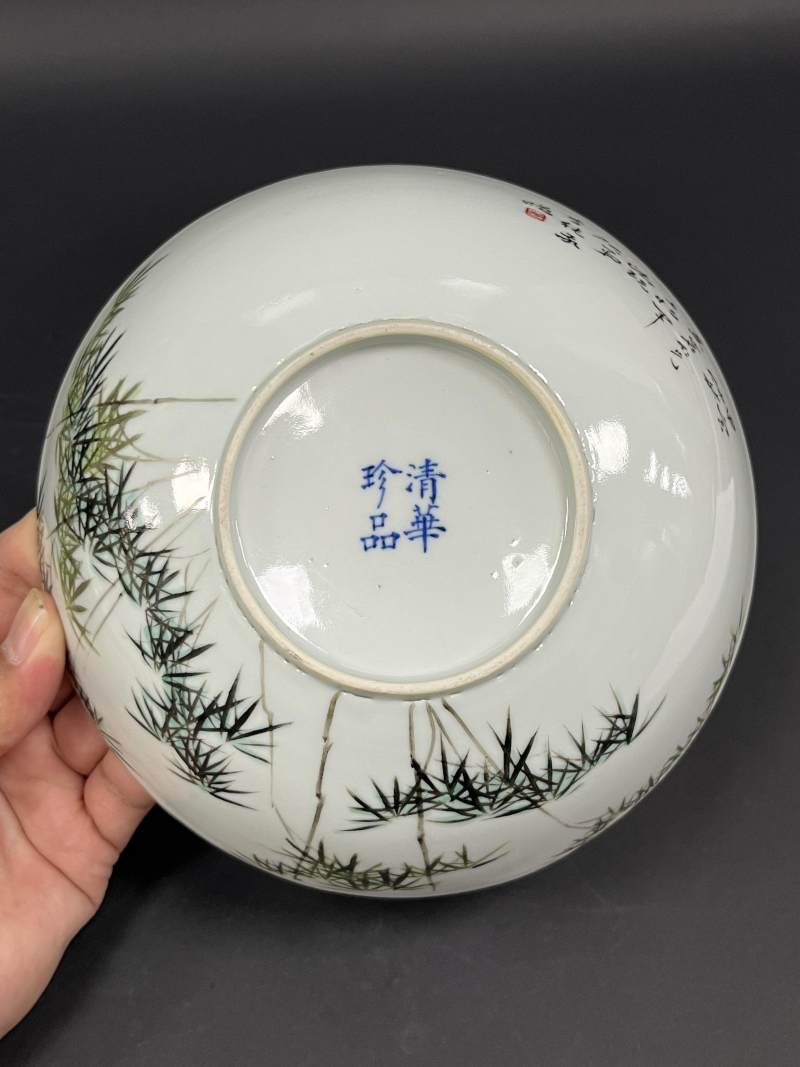 民国三年（1914年） 李纯赠段芝贵粉彩竹纹大碗一对 - 图13