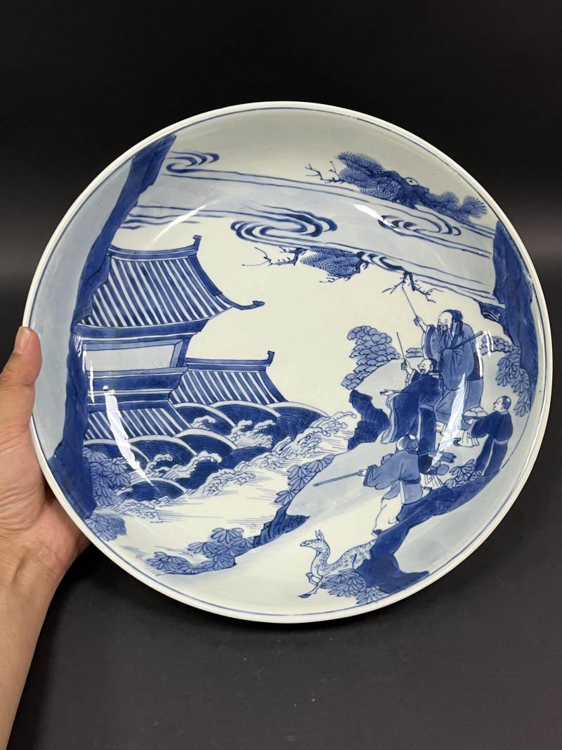 清康熙 青花海屋添筹图大盘 - 图2
