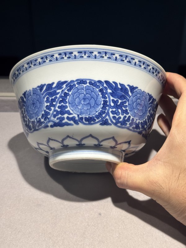 清道光 青花缠枝牡丹纹宫碗一对 - 图69