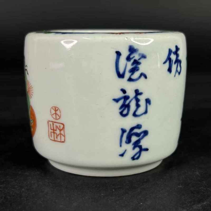 清早期 青花五彩人物诗文炉 - 图18