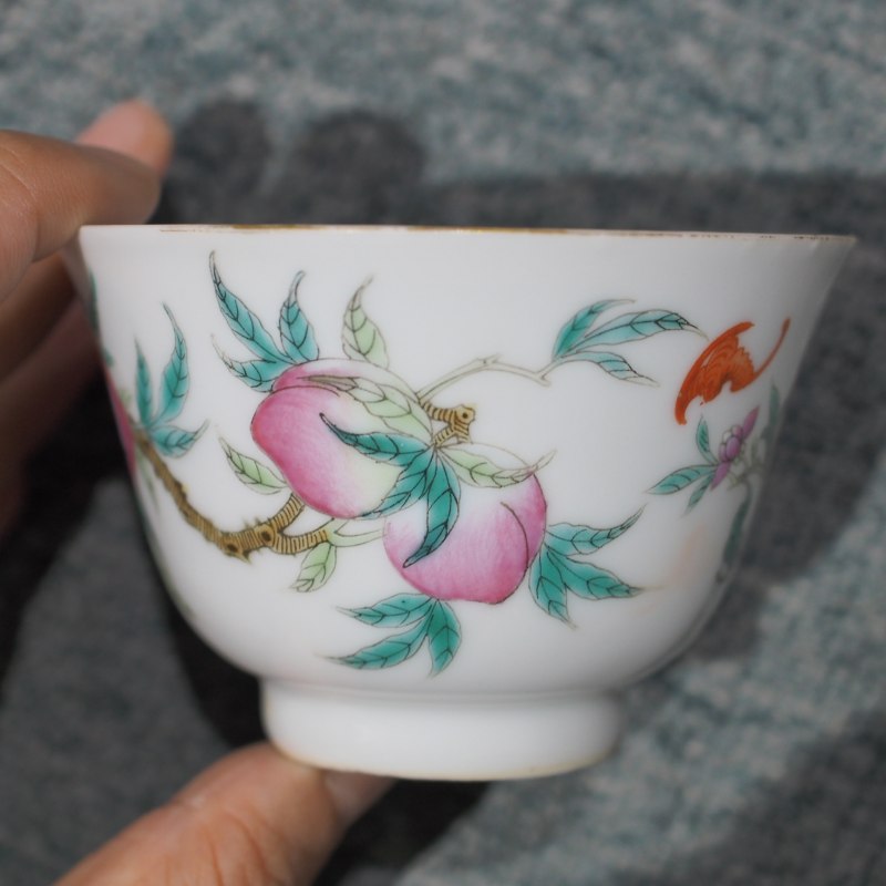清光绪 粉彩桃纹茶园 - 图10