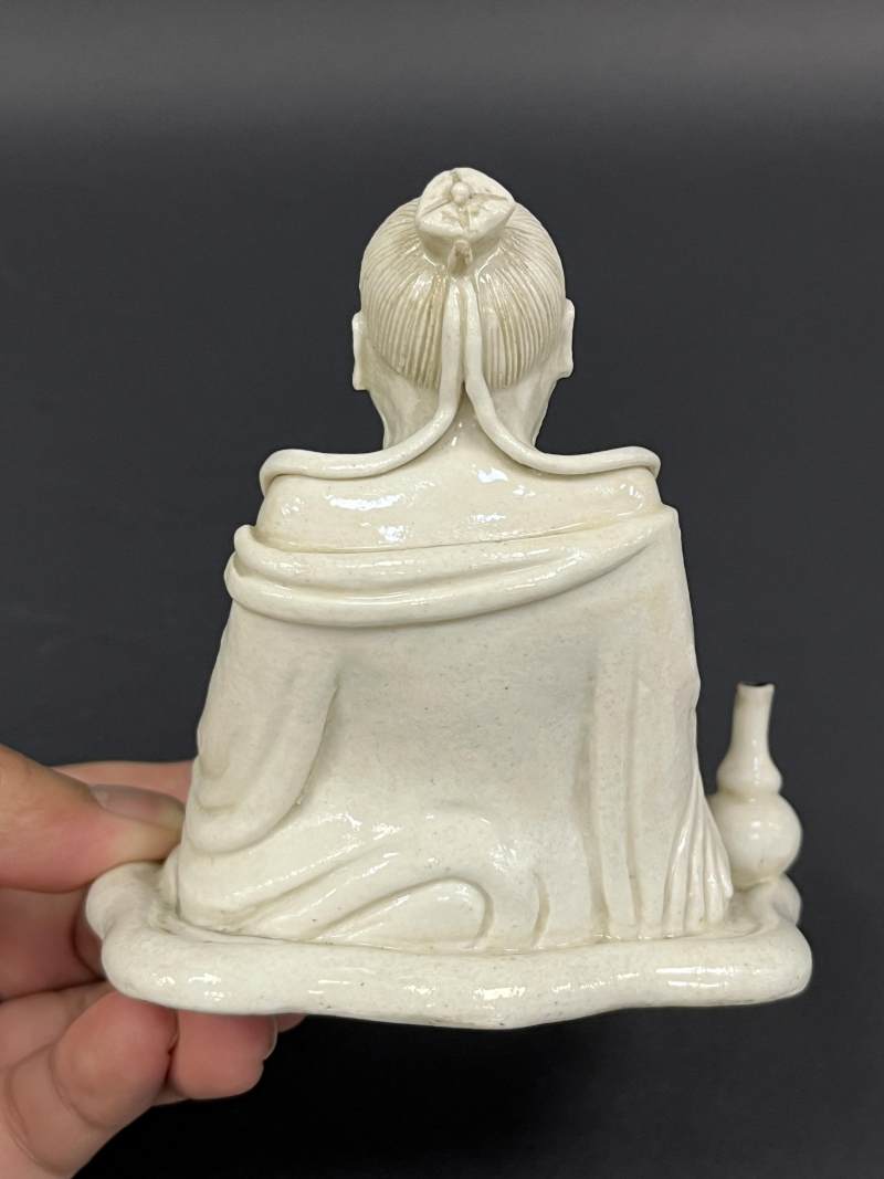 清中期 江鸣阜款白釉东方朔塑像 - 图4