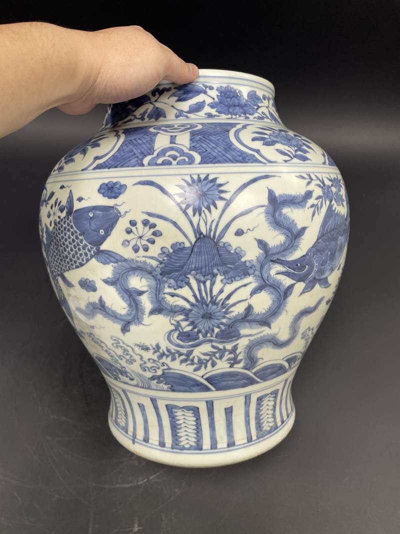 明晚期 青花“清白礼贵”鱼藻纹大罐 - 图5