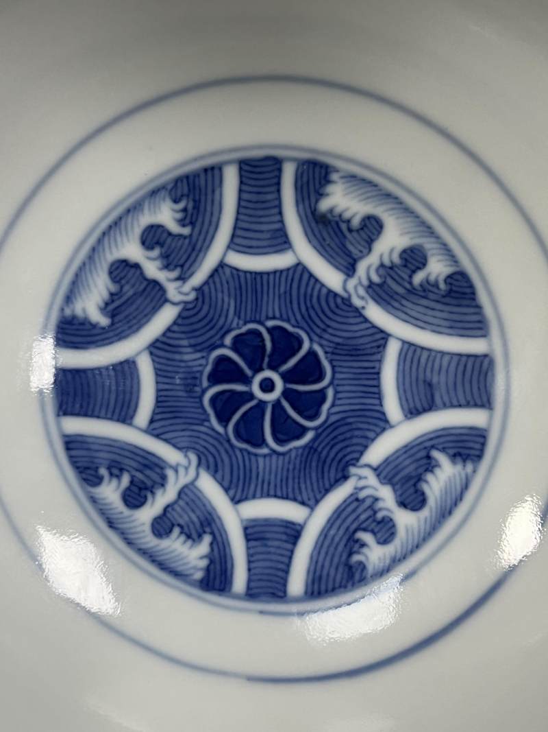 清光绪 青花云鹤八卦纹碗 - 图8