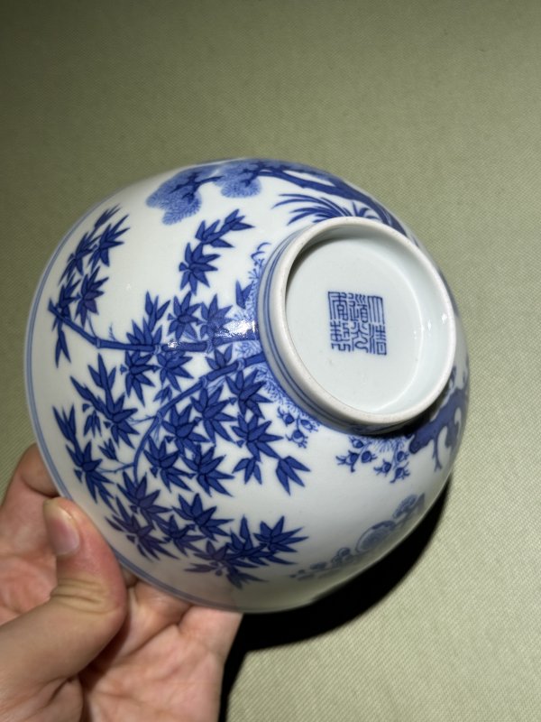 清道光 青花松竹梅岁寒三友纹碗 - 图21