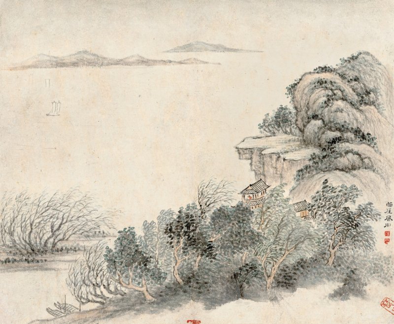 汪埜　洞庭六景　設色紙本　冊頁六開　一七四六年作 | WANG YE (18TH CENTURY) - 图3