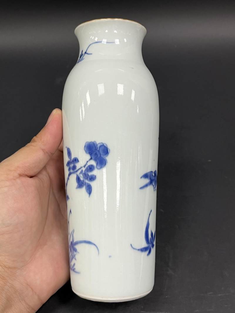 明崇祯 青花花鸟纹小筒瓶 - 图4