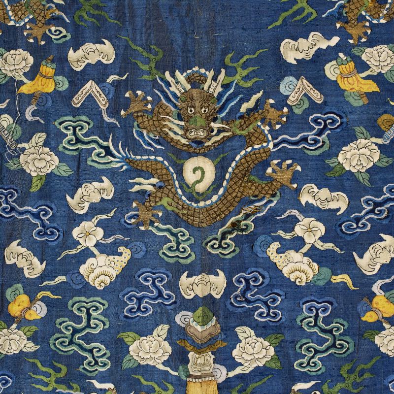 清 蓝地缂丝龙袍 - 图7