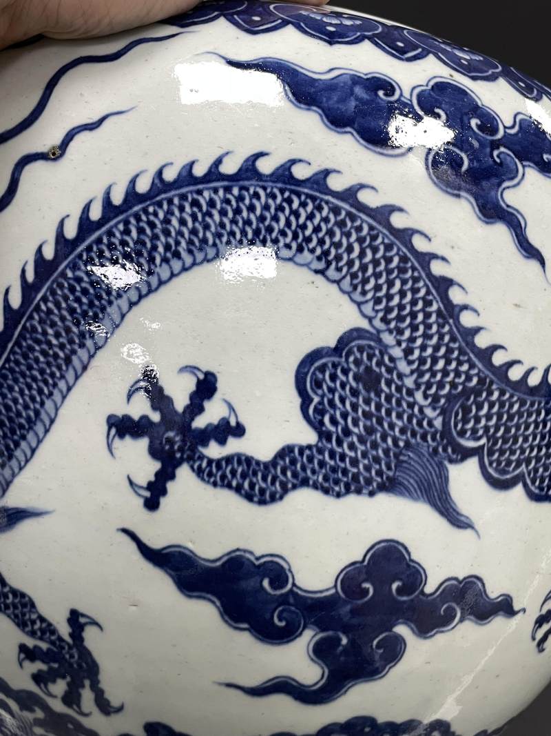 清晚期 青花云龙纹缸 - 图12