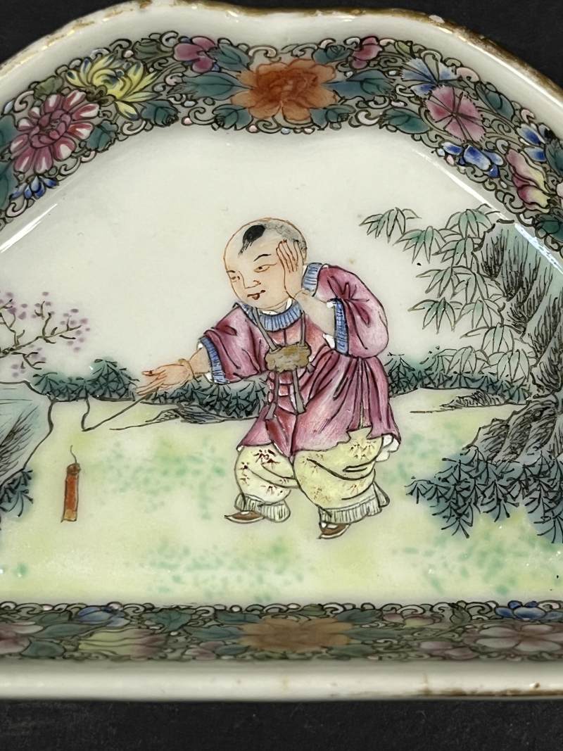 民国 粉彩婴戏图九子攒盘 - 图40