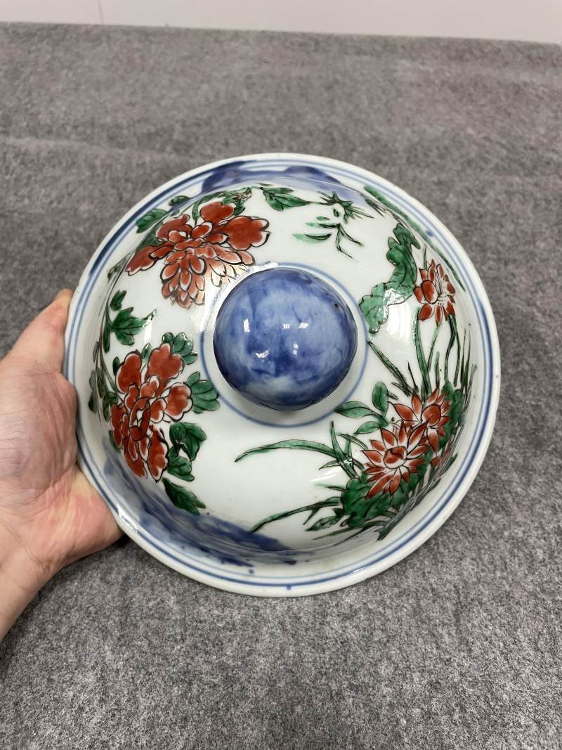清顺治 青花五彩八仙过海图大将军罐 - 图10